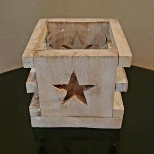 Small Wooden Crate Candle Holder